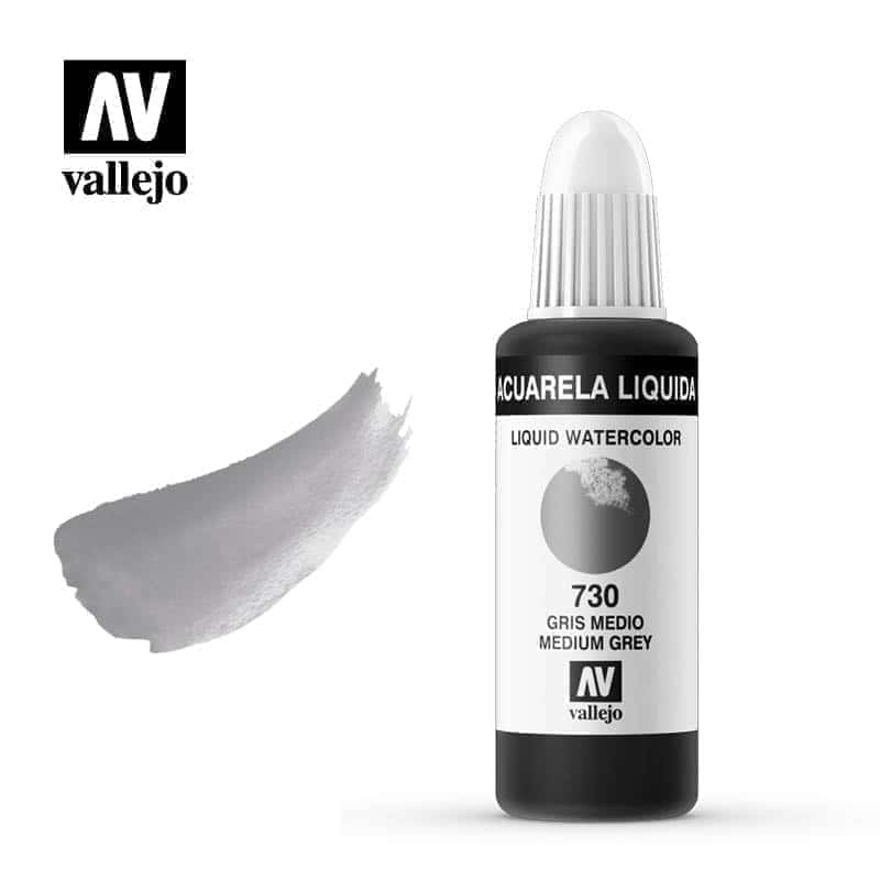 Acuarela líquida Vallejo gris medio