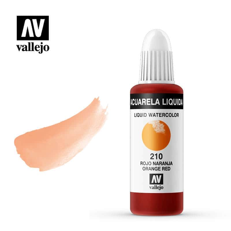 Acuarela líquida Vallejo rojo naranja